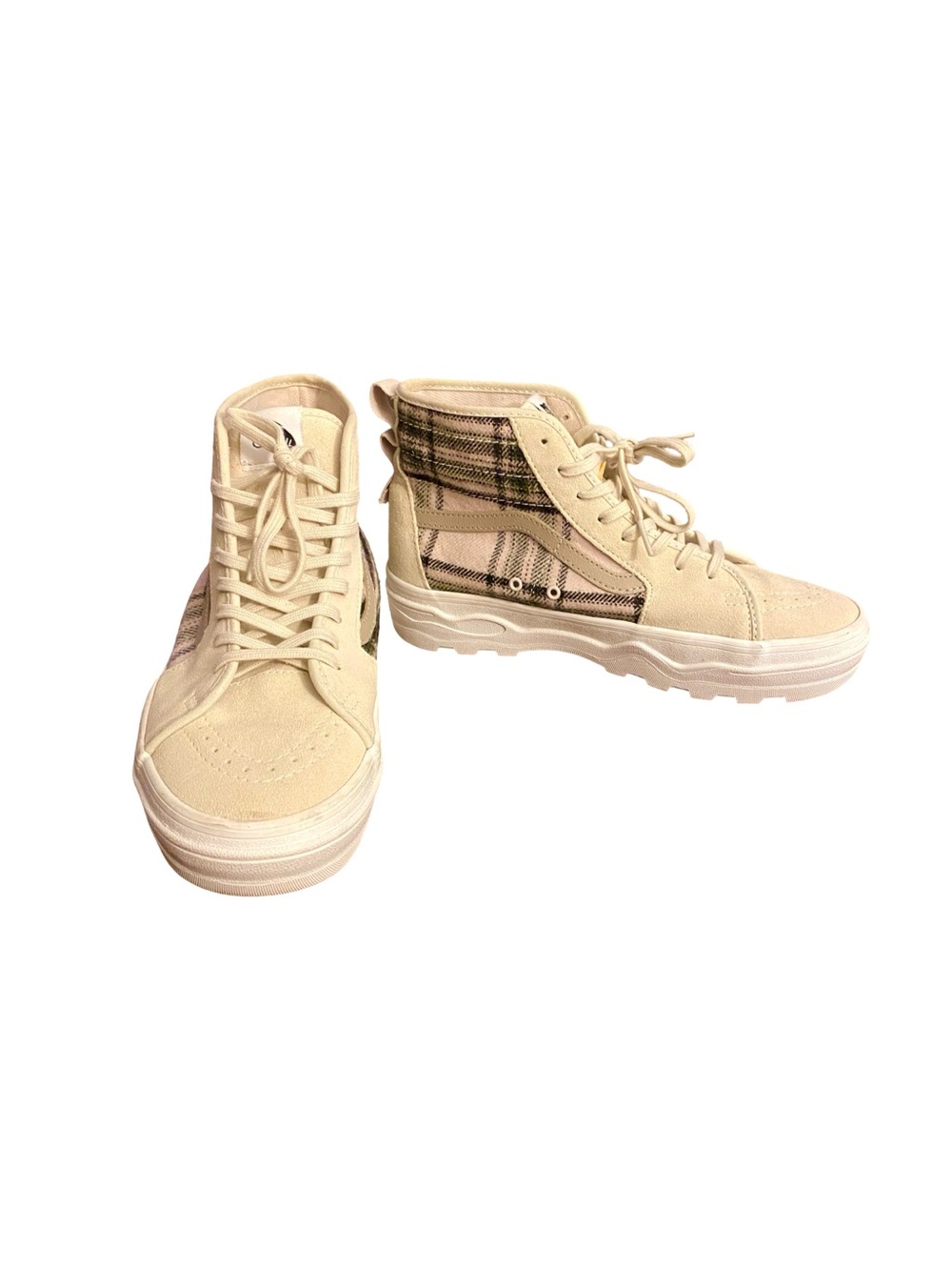 Vans Sentry Sk8-Hi WC Plaid French Oak Cream Suede High Top Sneakers 9.5